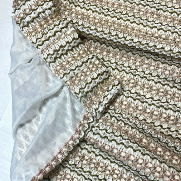 2 Vintage 1970s Pinch Pleat Curtains Drapes Panels Brown Beige Woven Chevron - Picture 7 of 8